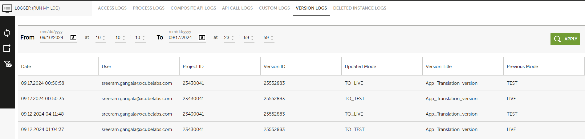 VersionLog