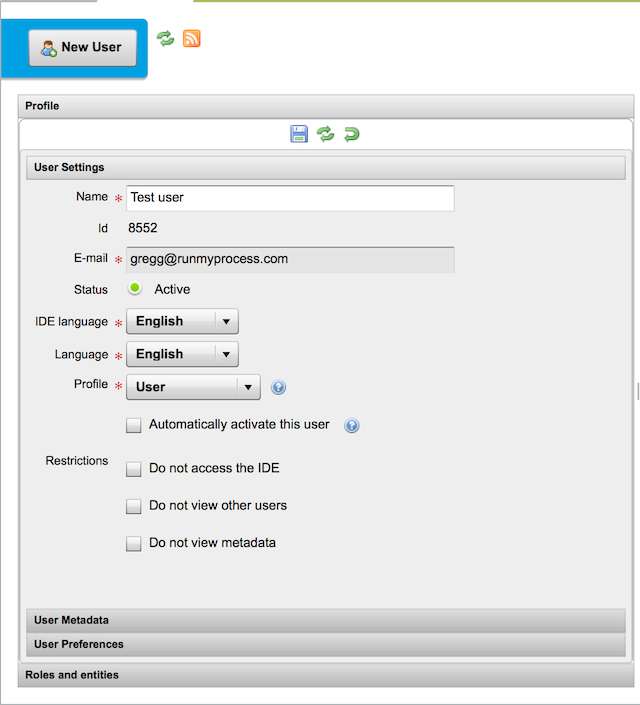 user details panel