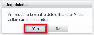 Delete user popup