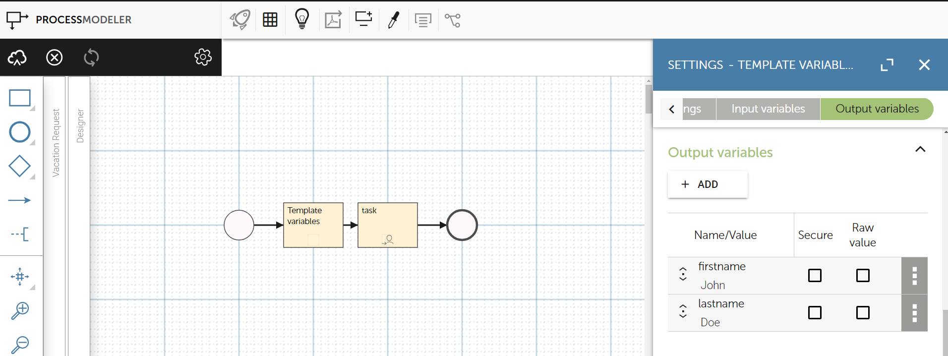 Markdown template variables