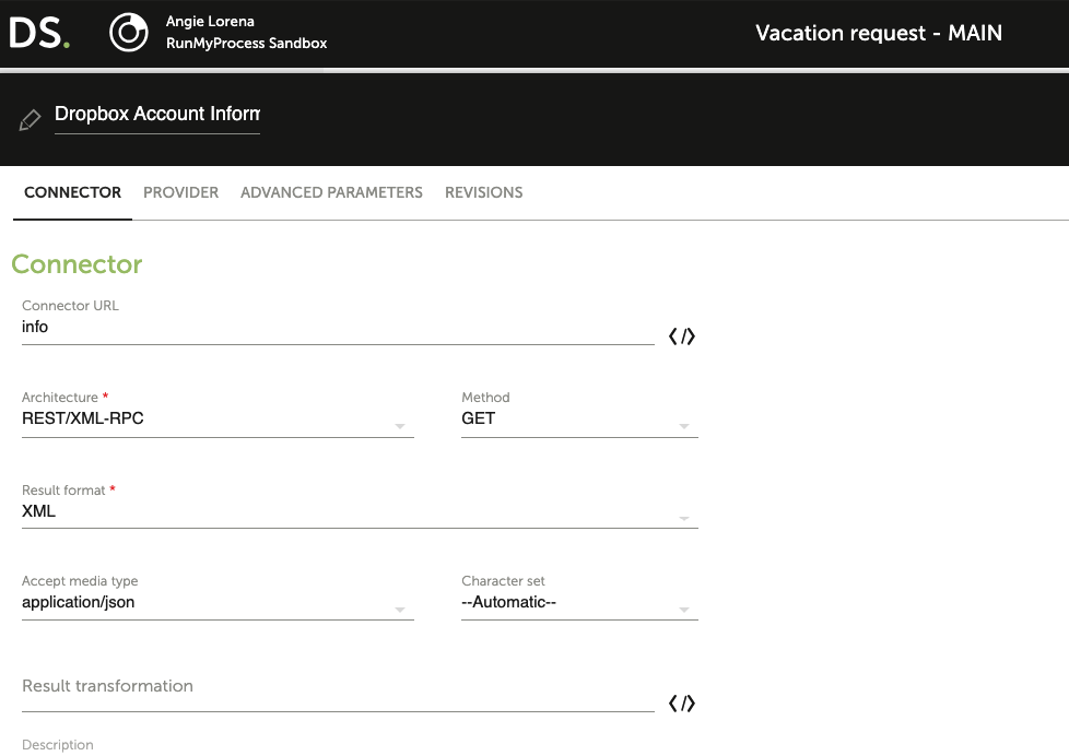 Dropbox Account Info Connector